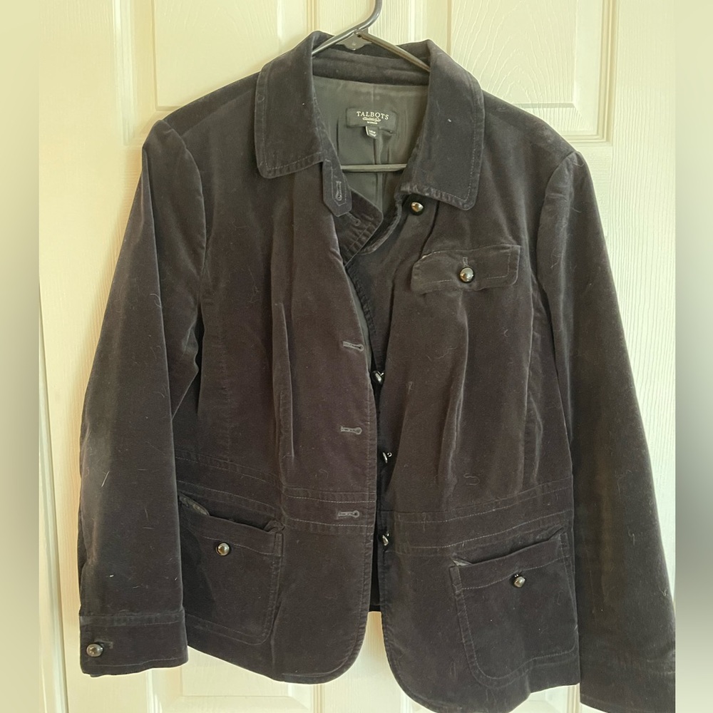Talbots Black Velvet Blazer 14W